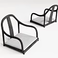 Modern Leisure Chairs With Black Frame And Light Gray Cushioned Seats