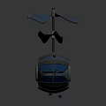Mechanical Creature With Spherical Body Blue Glowing Eye And Top Blades
