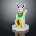 White Rabbit Decorative Home Furniture With Green Scarf Bell Yellow Sign And White Base