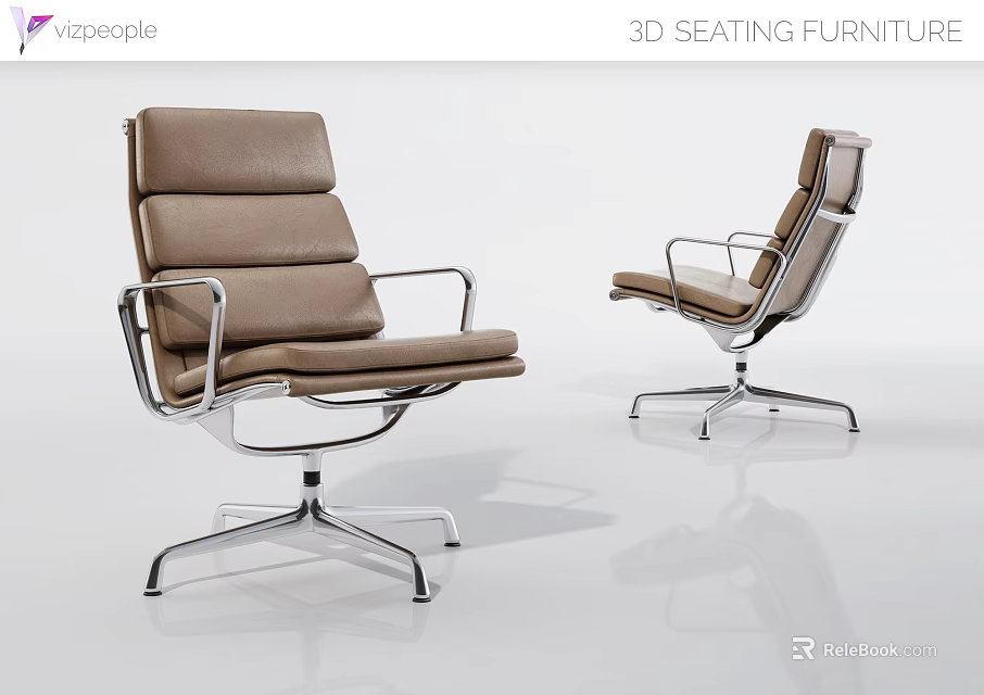 Modern Brown Office Chair With Comfortable Seat Backrest Metal Frame And Swivel Base 3d model 