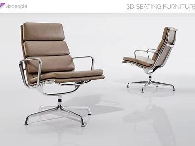 Modern Brown Office Chair With Comfortable Seat Backrest Metal Frame And Swivel Base 3d model