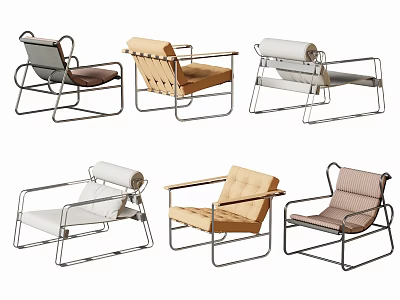 Modern Leisure Chairs With Metal Frame Padded Seats Various Styles And Colors 3d model