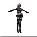 Game Movie Character with Blonde Hair Black Coat Short Skirt and Thigh High Socks