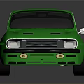 Green Modified Sporty Car With Black Roof Rear Spoiler And Gold Wheels