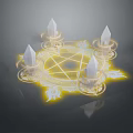 Mystical Glowing Rune Circle With Four White Crystal Towers And Golden Light Base