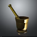 Brass Mortar and Pestle with Carved Patterns and Stable Base for Kitchen Use