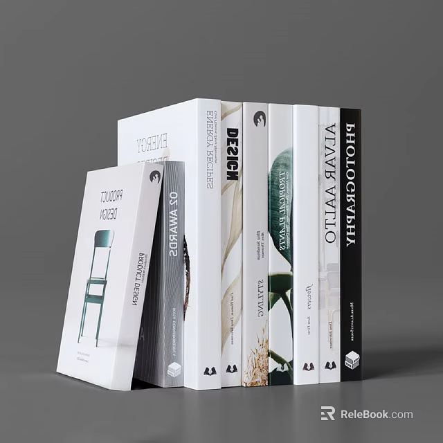 Various Design Photography Lifestyle Books With Modern Elegant Cover Themes Stacked 3d model 