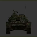 Armored Military Tank With Camouflage Paint Main Gun Barrel And Tracks