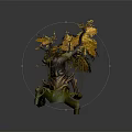 Anthropomorphic Tree Creature With Yellow Leaves Tree Trunk Body And Green Limbs