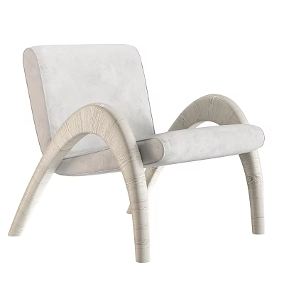 Modern Stylish Accent Chair With Curved Wooden Frame And Light Gray Upholstered Fabric 3d model