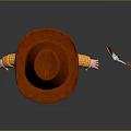 Cartoon Cowboy Character With Red Hat Yellow Plaid Shirt Blue Jeans And Rocket Launcher