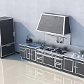 Modern Kitchen Interior Design With Cabinets Refrigerator Range Hood Cooktop And Sink