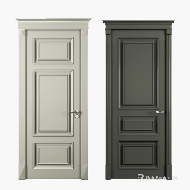 Two Tone Hinged Doors With Modern Panel Design For Interior Use 3d model 
