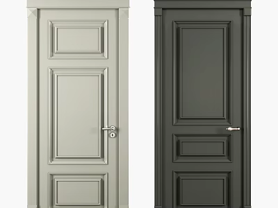 Two Tone Hinged Doors With Modern Panel Design For Interior Use 3d model