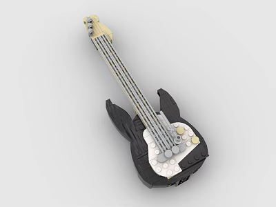 Handmade Building Blocks Guitar Model With Black Body And Light Neck 3d model