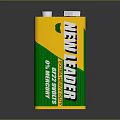 Yellow And Green New Leader Rechargeable Lead Battery With Warning Symbols