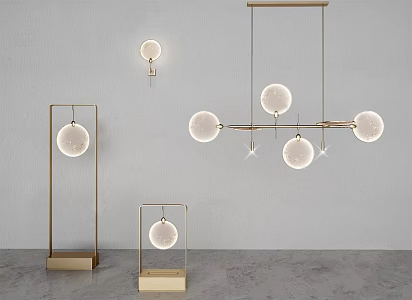 Light Luxury Lamps Combination Metal Chandelier Combination 3d model