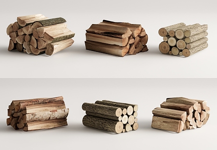 modern firewood woodpile 3d model