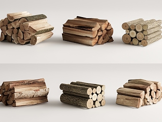 modern firewood woodpile 3d model