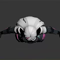 Futuristic Female Character With White Pink Hair And Black Pink Mechanical Armor In 3D Model Design