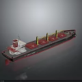 Red And Black Cargo Ship With Yellow Cranes White Superstructure For Maritime Transport