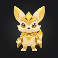 Cute Cartoon Fox Character With Golden Ears Diamond Ornament And Golden Cape
