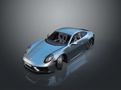 Blue Sports Car With Sleek Modern Design Black Wheels And Reflective Surface 3d model