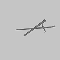Two Crossed Medieval Swords With Sharp Metal Blades Red Wrapped Handles And Golden Decorative Accents