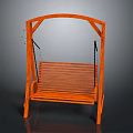 Orange Wooden Swing Chair With Chain Hanging And Simple Structure Design