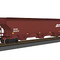 Red BNSF Freight Train Car with Number 486239 on Railway Track with Gravel