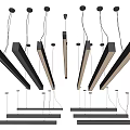 Modern Linear Pendant Lights With Sleek Design And Various Hanging Styles 3d model