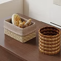 Woven Household Storage Baskets Square with Bread Storage and Cylindrical Fabric Lining Design