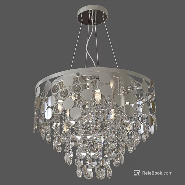 Modern Crystal Chandelier With Metal Frame And Circular Decorative Crystal Pendants 3d model 