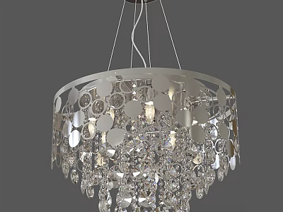 Modern Crystal Chandelier With Metal Frame And Circular Decorative Crystal Pendants 3d model