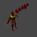 Shiny Red Metallic Armor Suit With Matching Helmets And Detailed Design