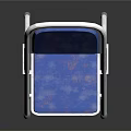 Folding Leisure Chair With White Metal Frame And Blue Patterned Seat Backrest