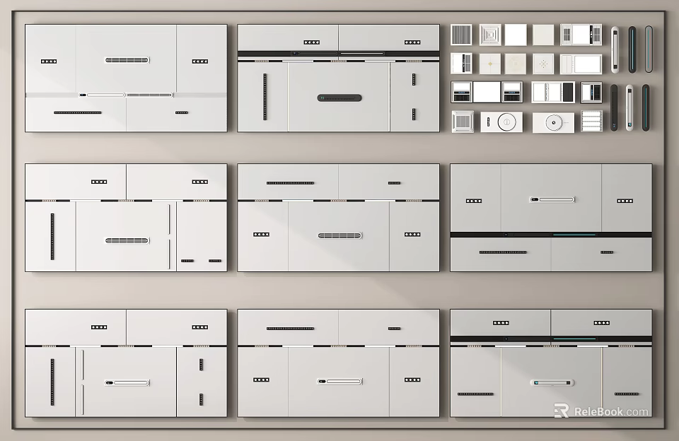 Modern Suspended Ceiling Designs With Various White Modular Panels And Clean Lines 3d model