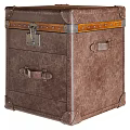 Vintage Leather Storage Trunk With Metal Fittings Wooden Trim And Drawers