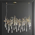 Modern Luxury Chandelier with Gold Metal Branches and Crystal Droplets Design