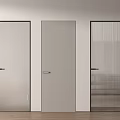 Modern Double Doors Design With Frosted Glass Solid Panel And Vertical Stripes 3d model
