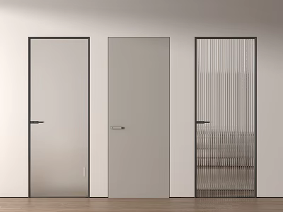 Modern double door glass door stealth door 3d model