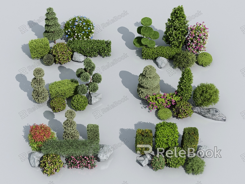 shrub spherical green plant spherical plant green belt grass combination vegetation combination model