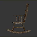 Rustic Wooden Rocking Dining Chair with Armrests Vertical Slats Back and Natural Wood Grain