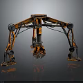 Orange Industrial Mechanical Equipment With Multi Legged Hydraulic Arms And Metal Structure