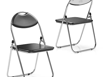 Folding Leisure Chairs With Metal Frame Black Seat And Backrest Design 3d model