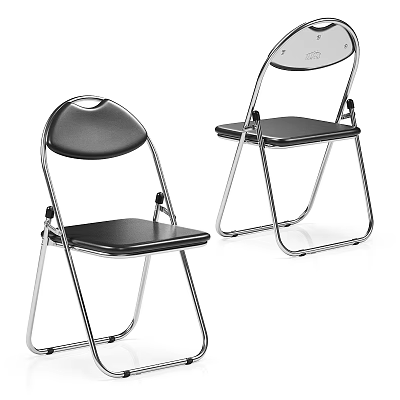 Folding Leisure Chairs With Metal Frame Black Seat And Backrest Design 3d model