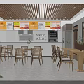 Cozy Modern Dessert Shop Interior With Wooden Furniture Counter Menu Boards And Green Plants