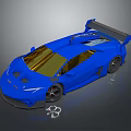 Blue Sports Car With Golden Windows Rear Wing And Sleek Aerodynamic Design