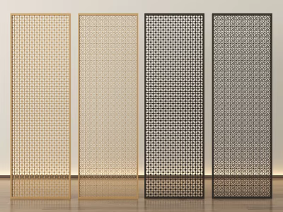 Modern Decorative Room Dividers With Perforated Lattice Patterns And Various Colors 3d model