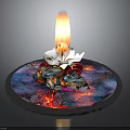 Decorative Scene Composition With Burning Flame White Lily And Colorful Circular Base 3d model